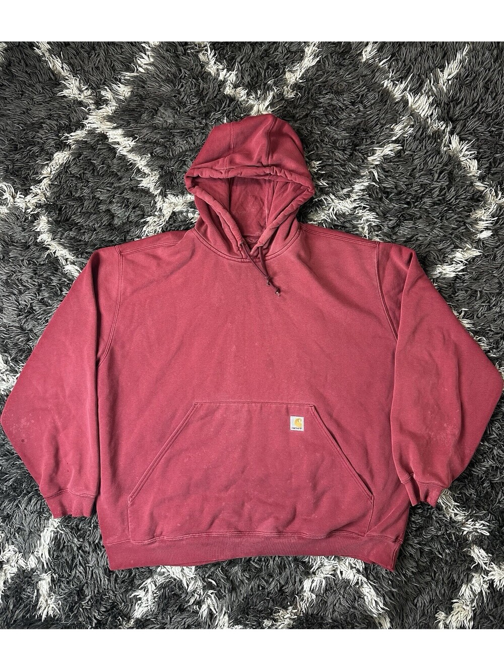 Carhartt Heavyweight Pullover Hoodie Sweatshirt Mens 3XL Red Faded Work